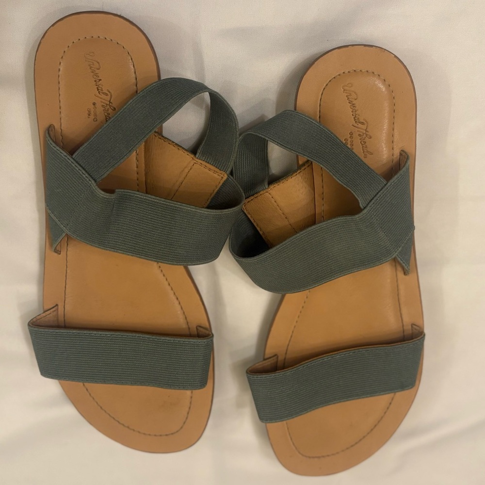 Universal Thread Women's 6.5 Sage  Elastic Strap Comfort Slide Sandals